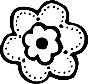 Delicate Black and White Simple Flower Clipart with Dotted Petals