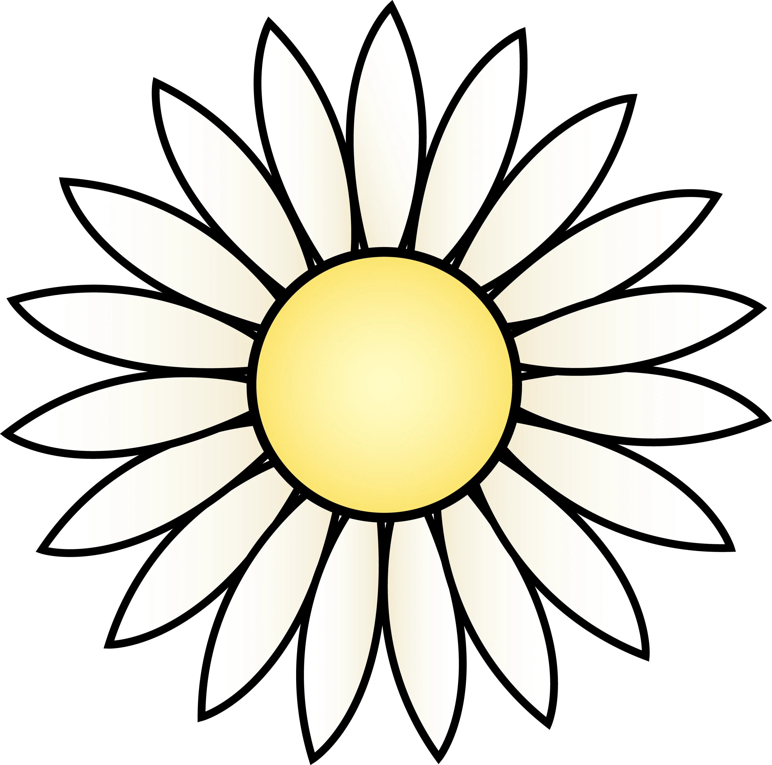 Delicate Daisy Flower Clipart with Soft Yellow Center and Elegant White Petals