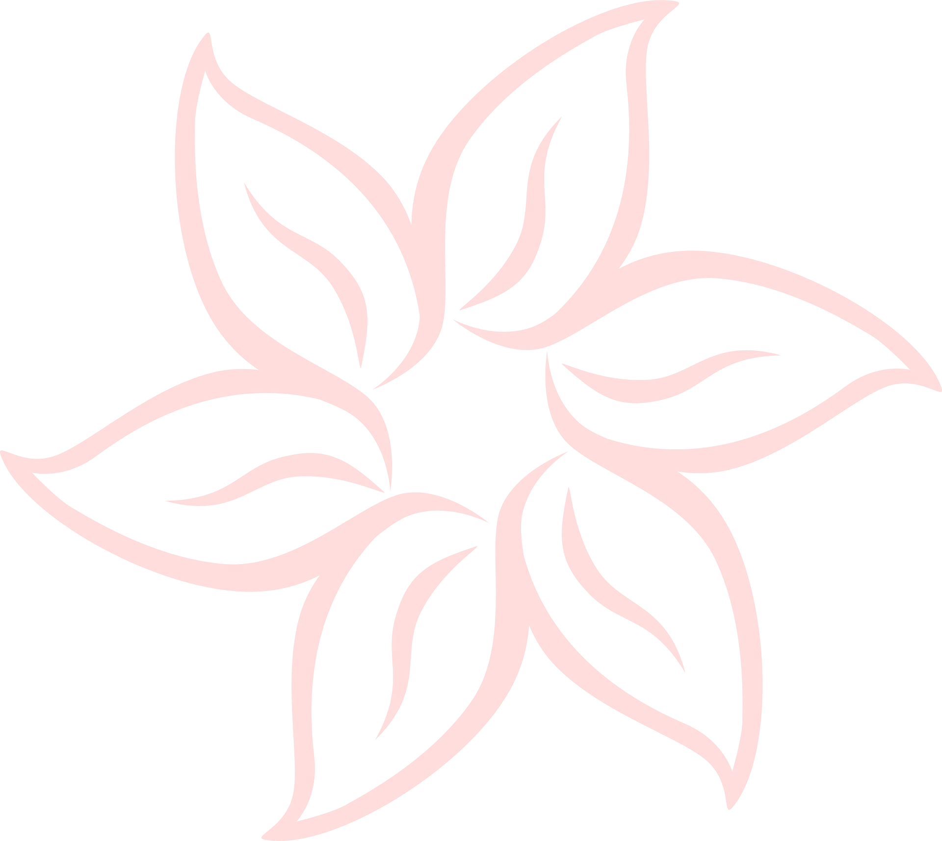 Delicate Pastel Pink Floral Symmetrical Botanical Outline Clipart Design