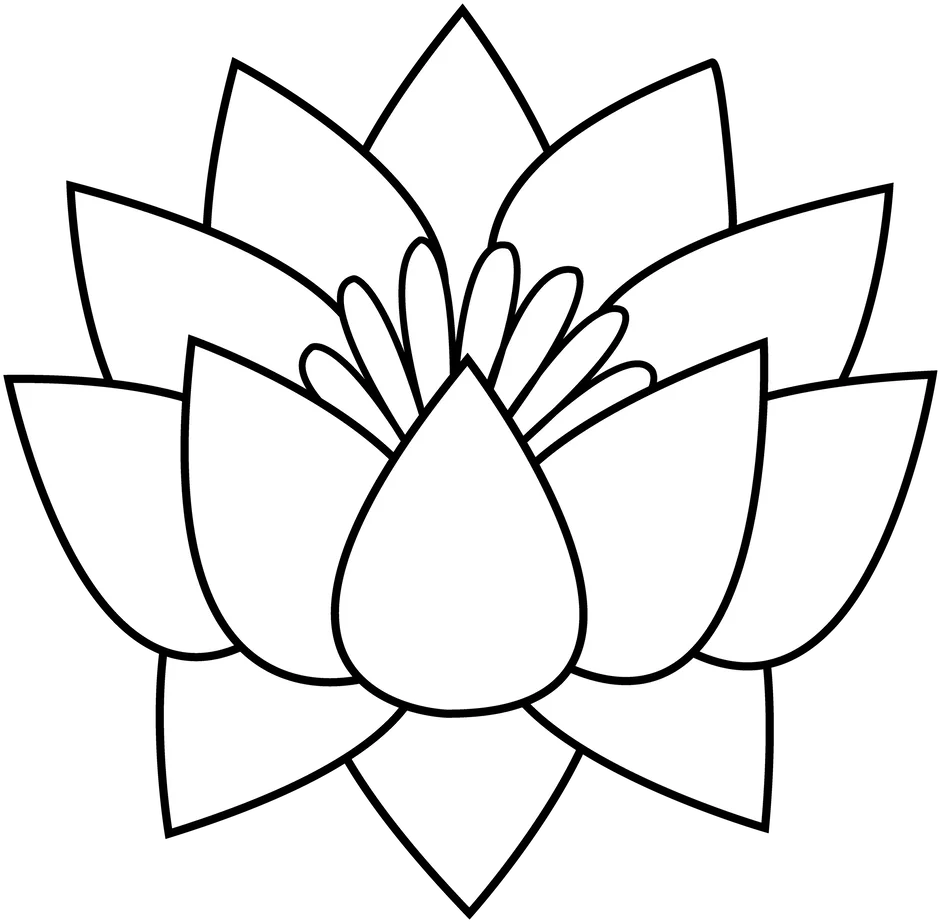 Elegant Black and White Lotus Flower Simple Line Art Clipart Design