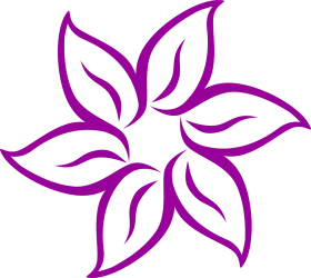 Elegant Purple Floral Clipart: Delicate Symmetrical Petal Design Illustration