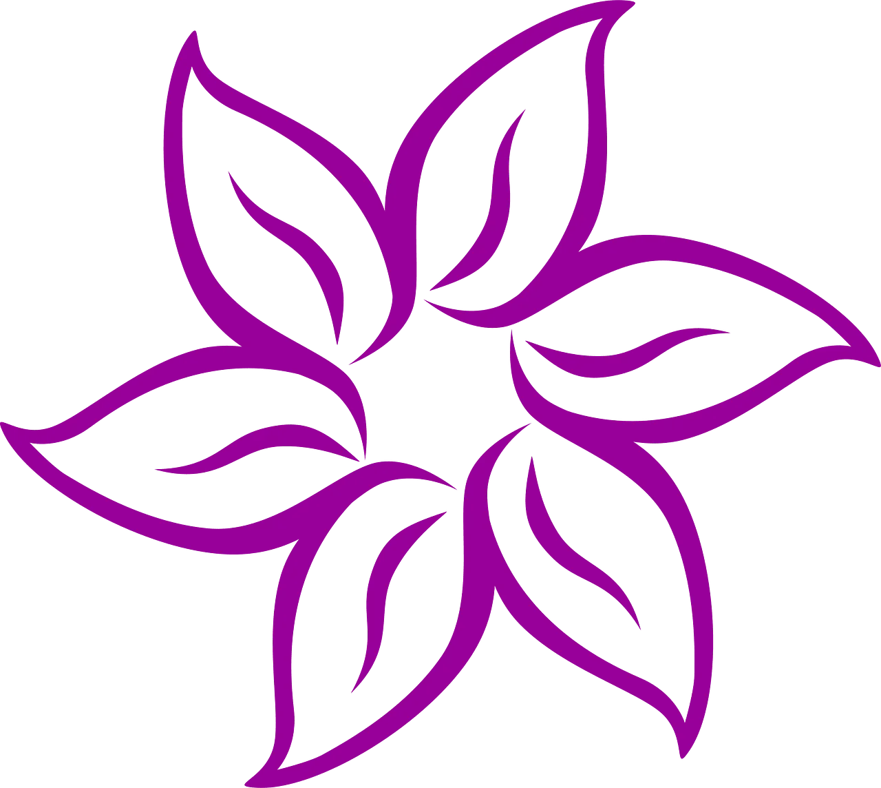 Elegant Purple Floral Clipart: Delicate Symmetrical Petal Design Illustration