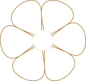 Elegant Six-Petaled Symmetrical Flower Outline Clipart Design Element