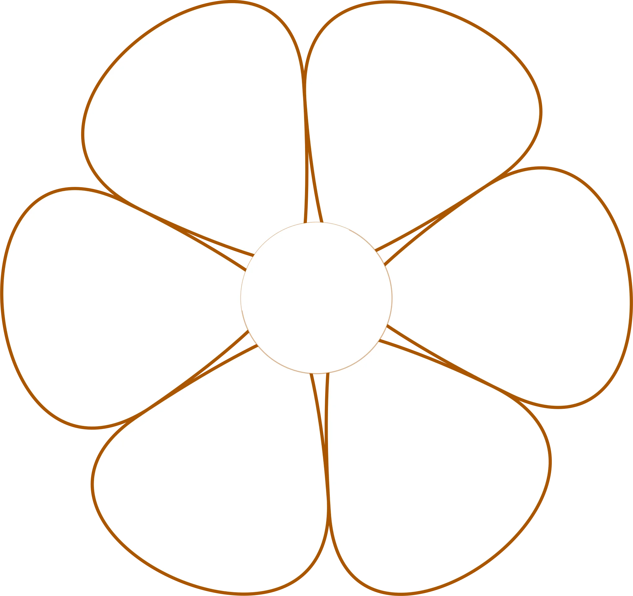 Elegant Six-Petaled Symmetrical Flower Outline Clipart Design Element