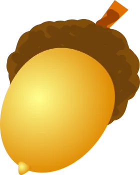 Golden Autumn Acorn Clipart: Woodland Nature's Symbolic Seed of Potential