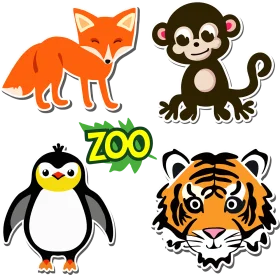 Playful Zoo Animals Clipart Collection: Cartoon Wildlife Illustrations
