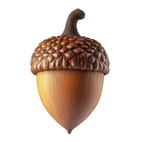 Realistic Brown Autumn Acorn Clipart with Textured Cap and Smooth Base