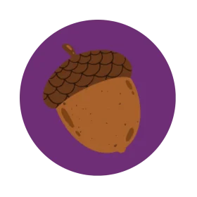Rustic Autumn Acorn Clipart with Warm Brown and Purple Background