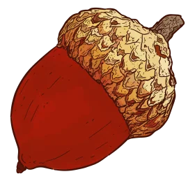 Rustic Autumn Harvest Acorn Clipart with Warm Golden and Crimson Tones