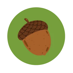 Rustic Brown Acorn Clipart Nestled on Verdant Green Background Design