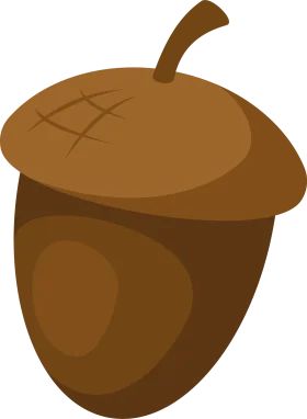 Rustic Brown Woodland Acorn Clipart with Textured Surface and Curved Stem