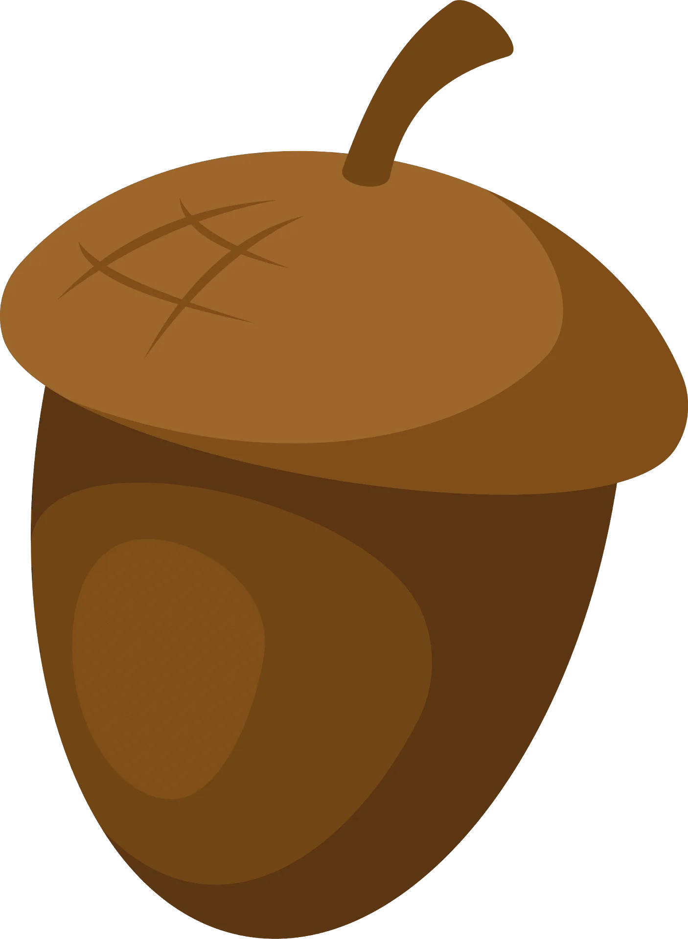 Rustic Brown Woodland Acorn Clipart with Textured Surface and Curved Stem