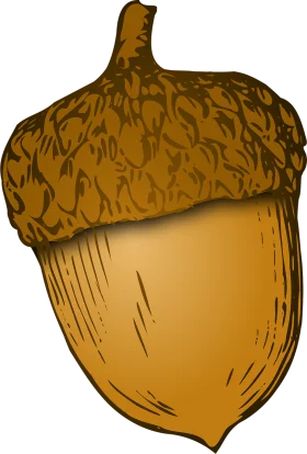Rustic Golden Brown Acorn Clipart with Textured Natural Wood Grain Design