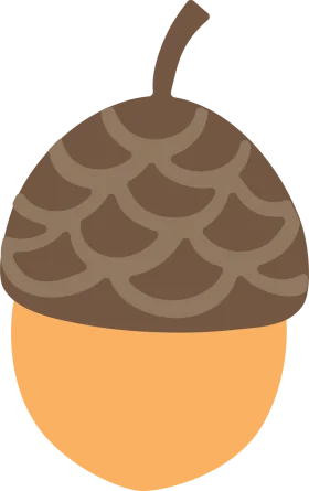 Rustic Woodland Acorn Clipart with Textured Brown Cap and Warm Orange Base