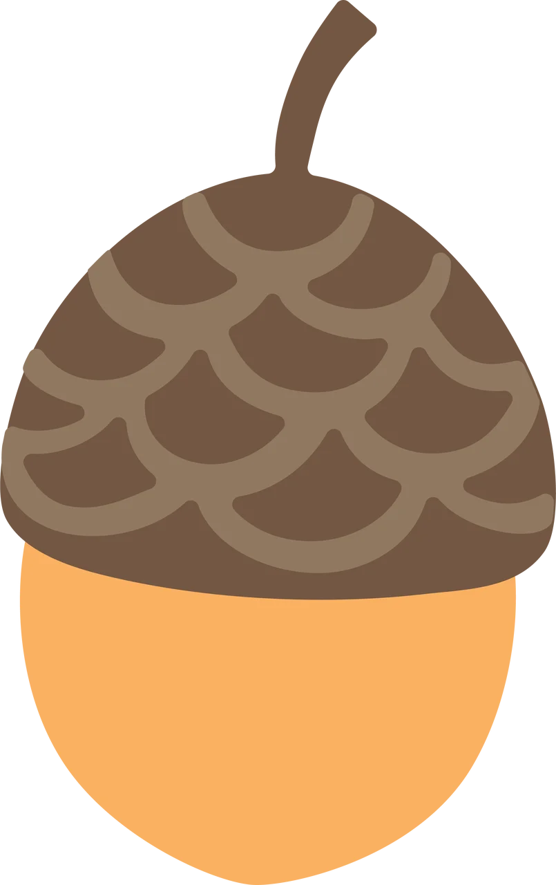 Rustic Woodland Acorn Clipart with Textured Brown Cap and Warm Orange Base