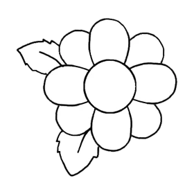 Simple and Elegant Black and White Flower Clipart Line Drawing