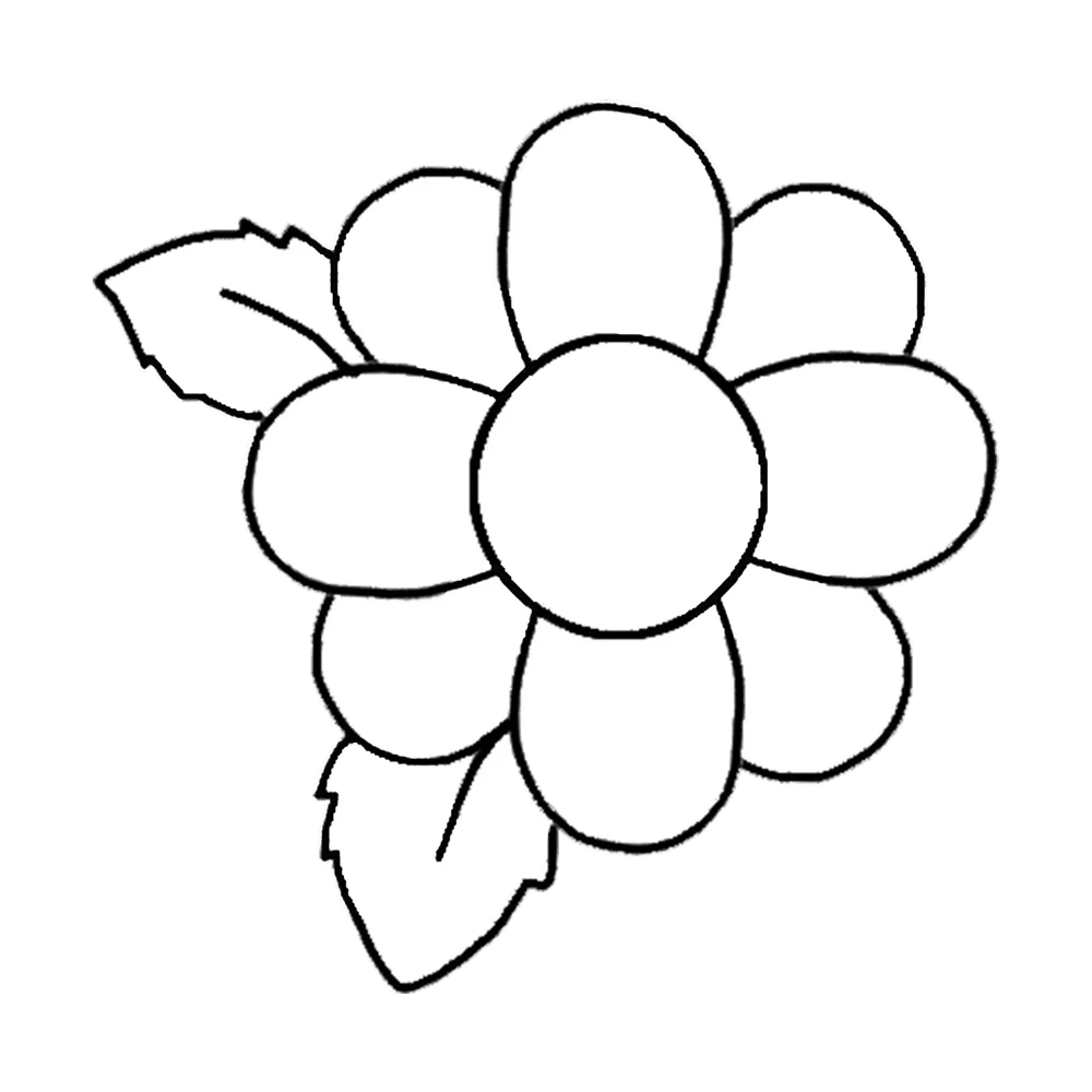 Simple and Elegant Black and White Flower Clipart Line Drawing