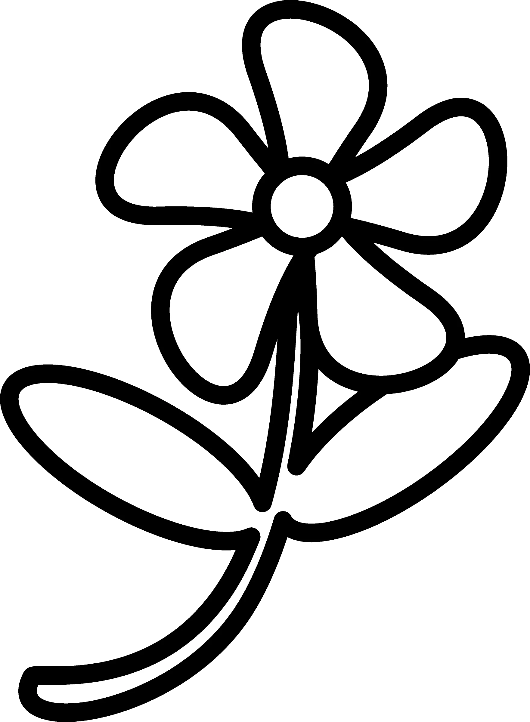 Simple Black and White Botanical Flower Clipart Design with Smooth Lines