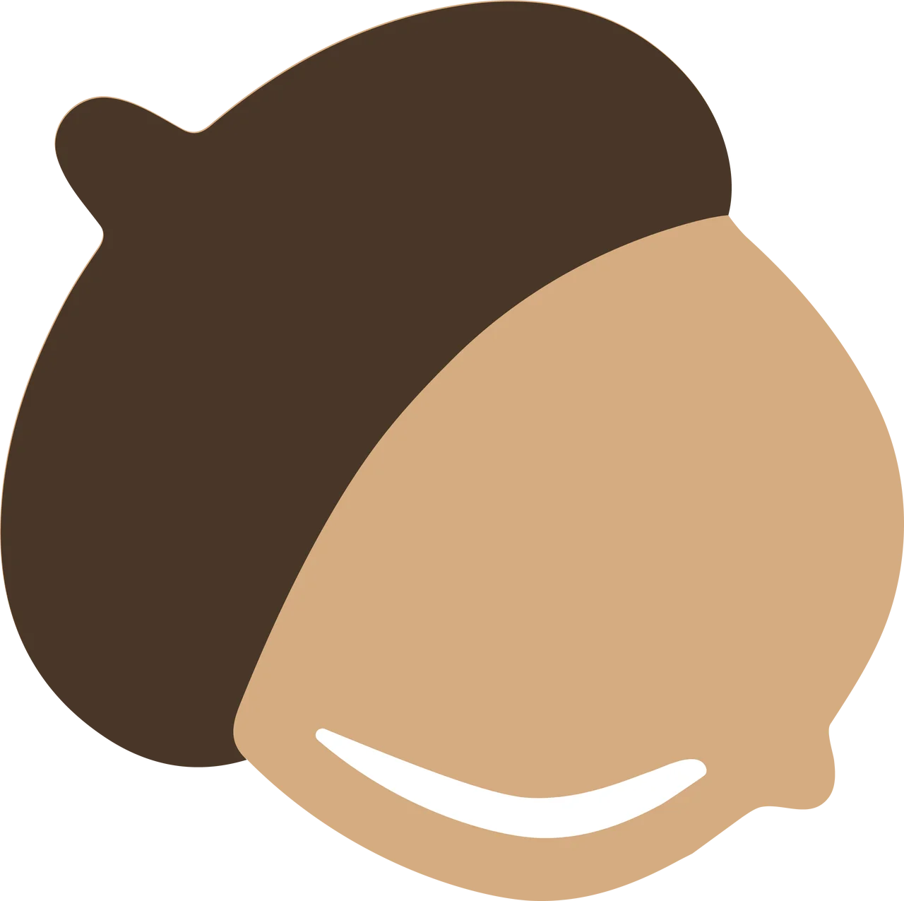 Simple Minimalist Brown and Beige Acorn Clipart Design with Smooth Curves