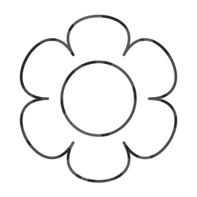 Simple Monochrome Six-Petal Flower Outline Clipart Design for Graphic Projects