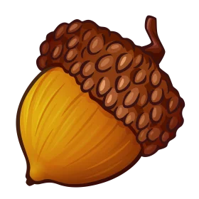 Warmly Hued Autumn Acorn Clipart Illustration with Textured Cap and Smooth Shell