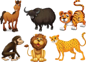 Wild Kingdom Safari Animals Cartoon Clipart Collection for Kids