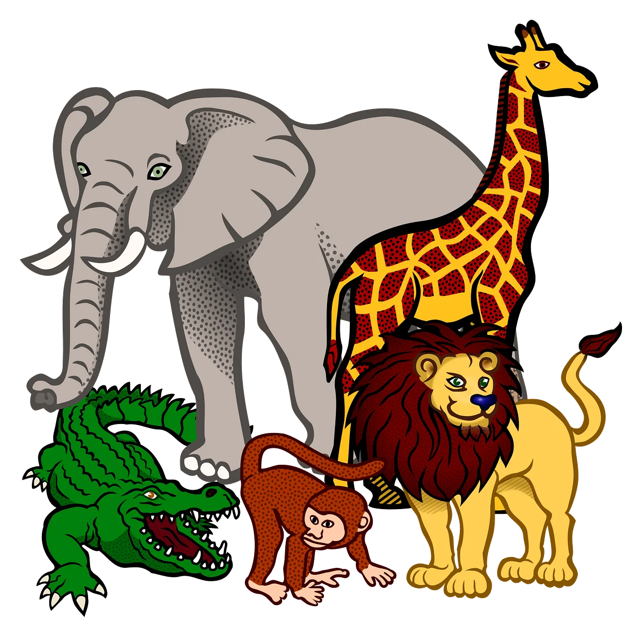 Wild Safari Adventure Cartoon Animals Clipart Collection
