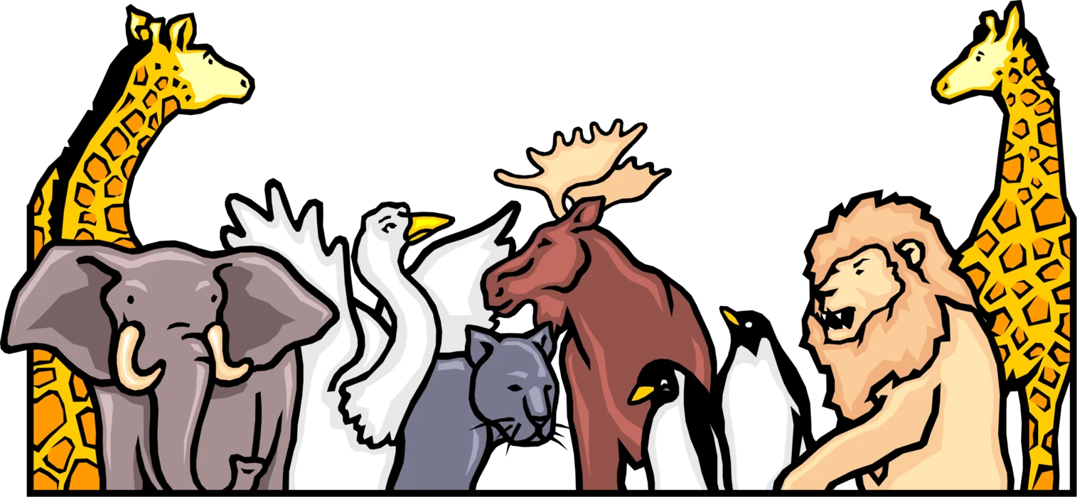 Wild Safari Adventures: Adorable Cartoon Animals Clipart Collection