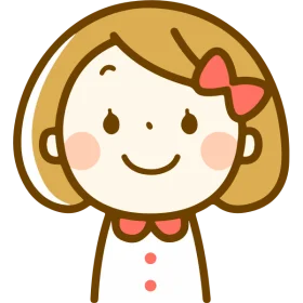 Adorable Cartoon Girl Clipart with Charming Pink Bow and Rosy Cheeks