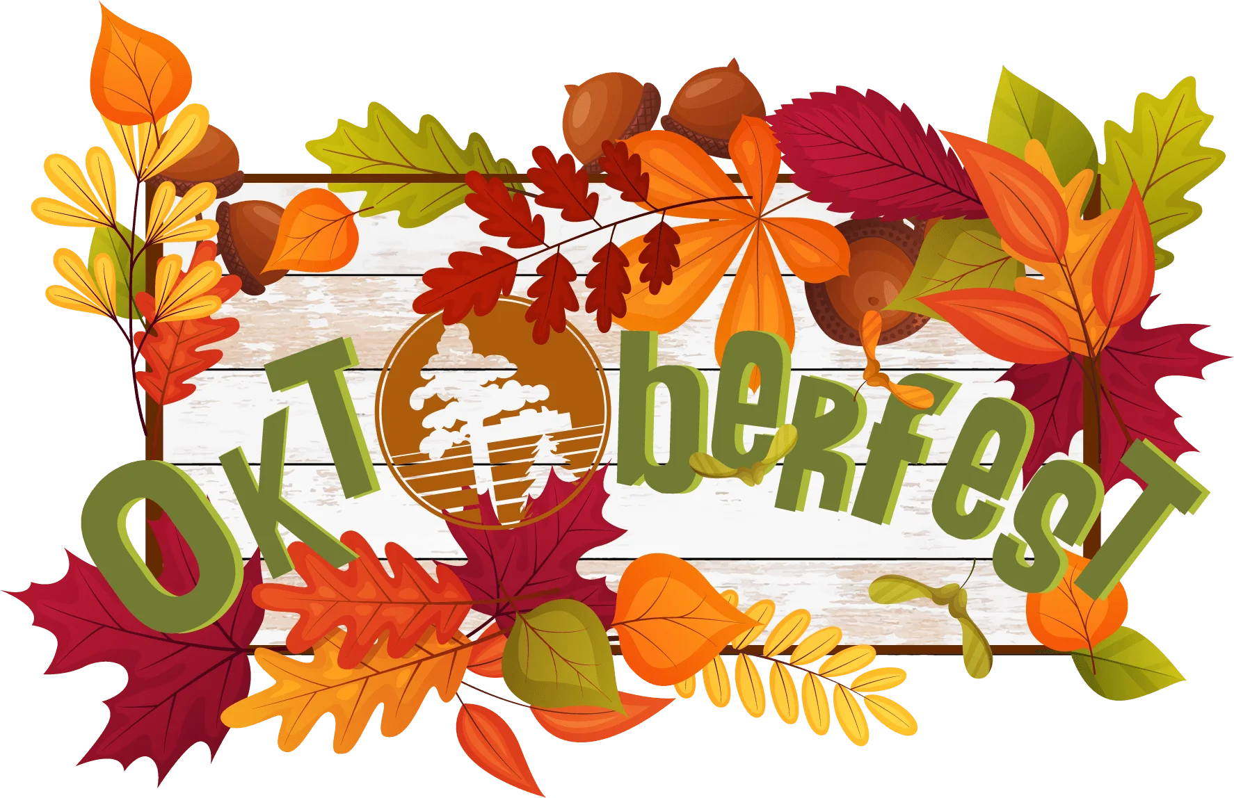 Autumn Leaves October Celebration Clipart Graphic Design Illustration