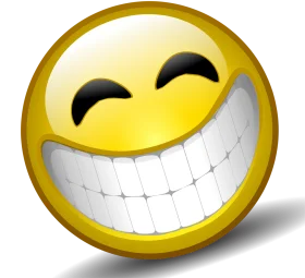 Oversized Grinning Yellow Smiley Face Clipart with Exaggerated Dental Display