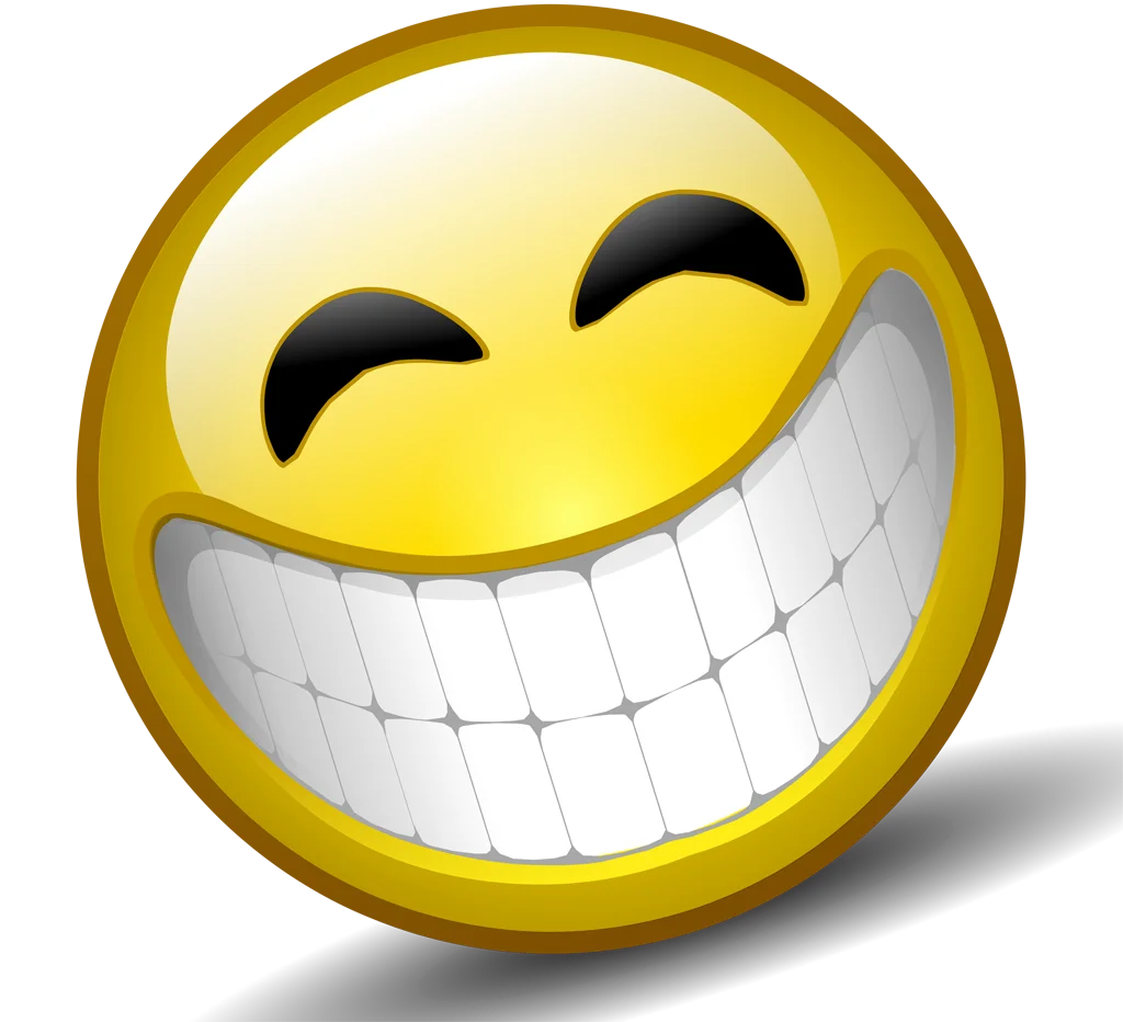 Oversized Grinning Yellow Smiley Face Clipart with Exaggerated Dental Display
