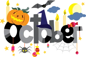 Spooky Halloween October Clipart Featuring Festive Seasonal Icons