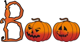 Spooky Halloween Pumpkin Jack-o'-Lantern Clipart with Decorative Letter B Design