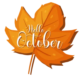 Warm Autumn Maple Leaf Welcomes Hello October Seasonal Clipart Design