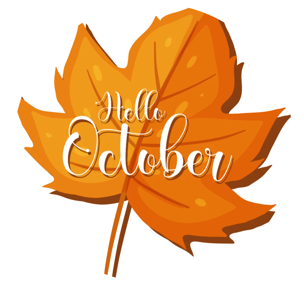 Warm Autumn Maple Leaf Welcomes Hello October Seasonal Clipart Design