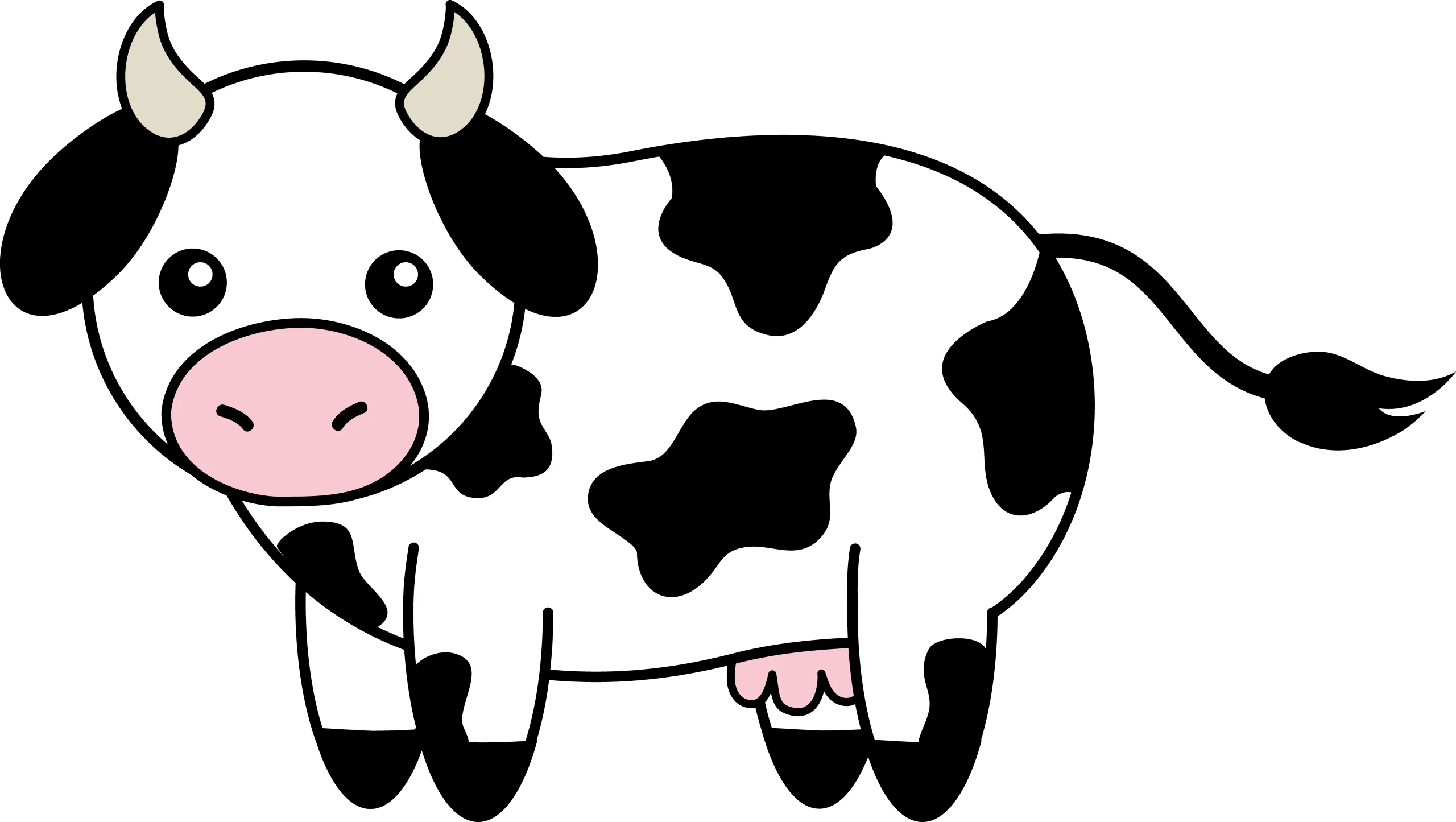 Adorable Black and White Spotted Cartoon Cow Clipart Design