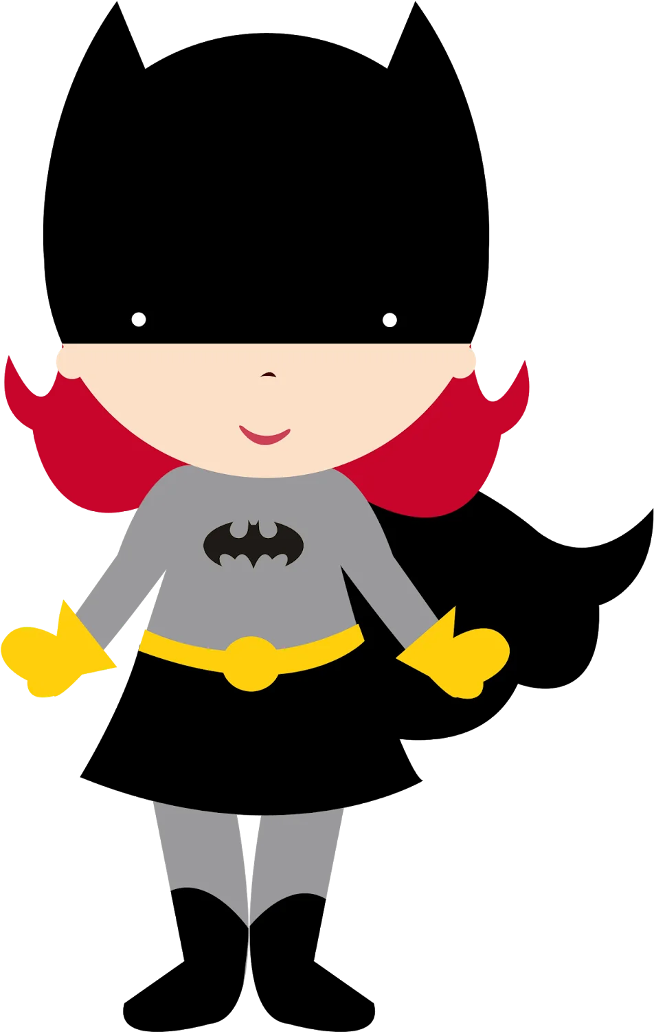 Adorable Chibi Batman-Inspired Female Superhero Cartoon Clipart Design