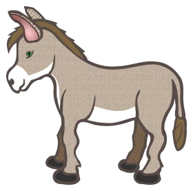 Adorable Grayscale Donkey Clipart Illustration with Charming Details