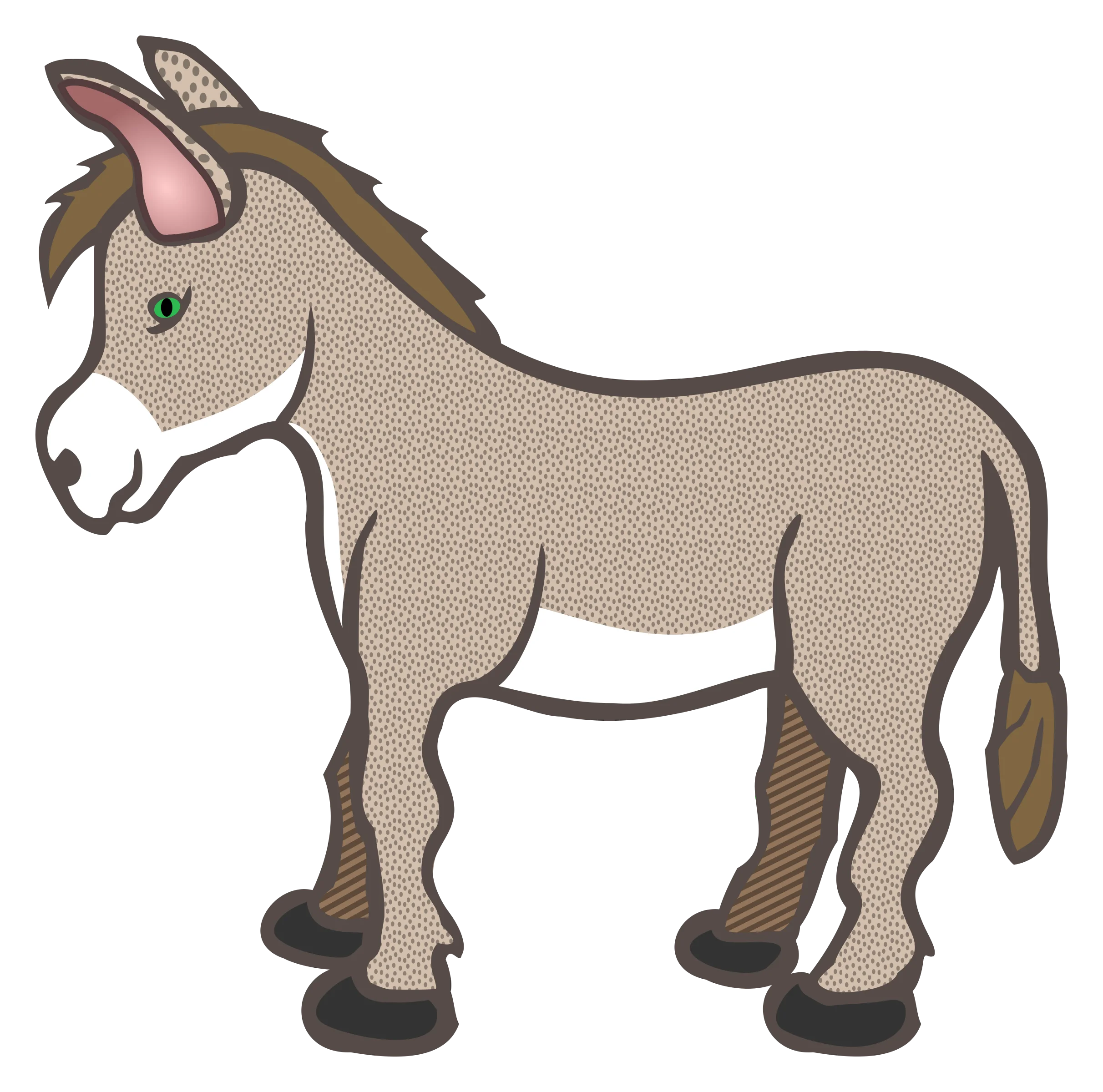 Adorable Grayscale Donkey Clipart Illustration with Charming Details