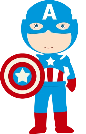 Adorable Patriotic Superhero Clipart: Chibi-Style American Icon with Shield