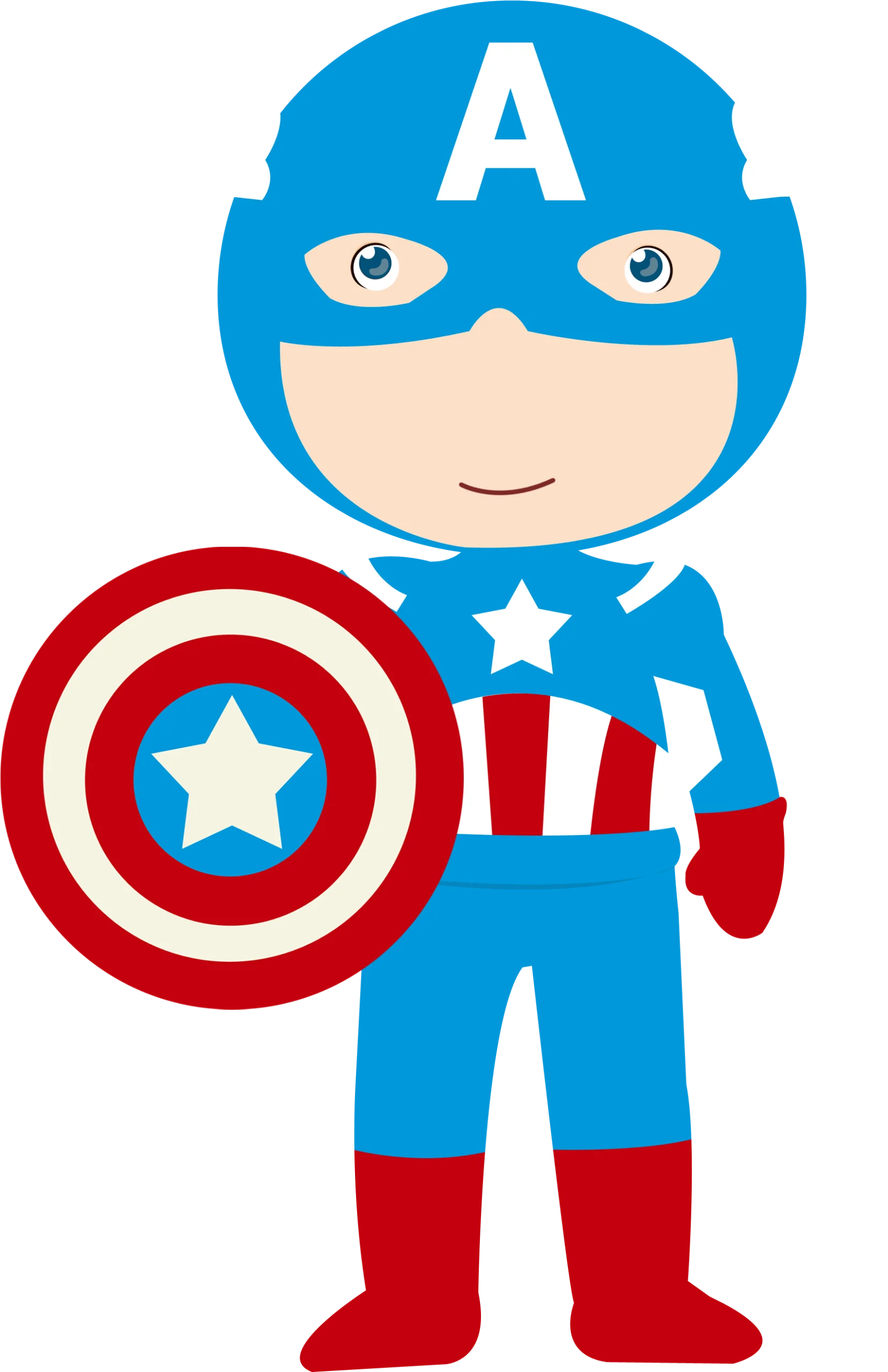 Adorable Patriotic Superhero Clipart: Chibi-Style American Icon with Shield