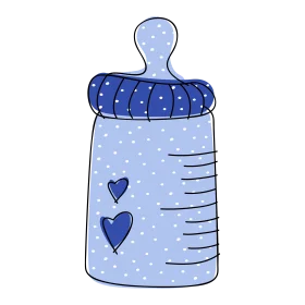 Charming Blue Baby Bottle Clipart with Adorable Heart Accents and Delicate Dots