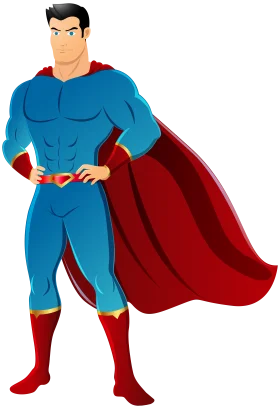 Classic Superhero Standing Tall: Bold Muscular Male Superhero Clipart Illustration