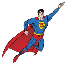 Classic Superman Superhero Clipart - Bold Heroic Flying Pose with Dynamic Cape