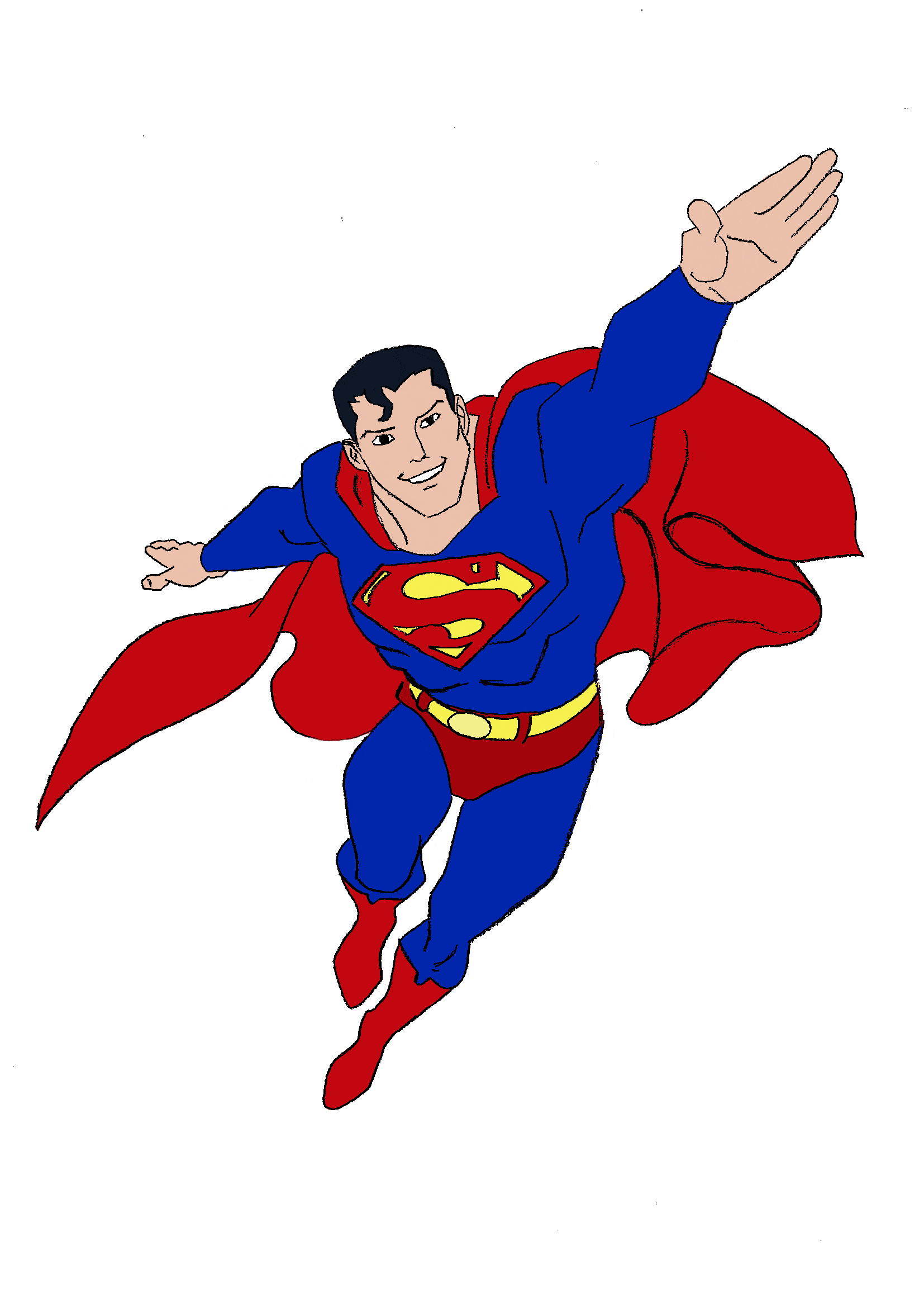 Classic Superman Superhero Flying Pose Cartoon Clipart Illustration
