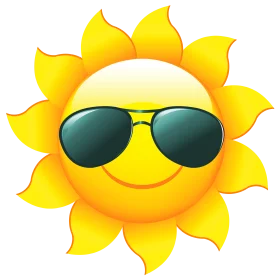 Cool Sunshine Clipart: Smiling Sun Wearing Aviator Sunglasses with Radiant Petals