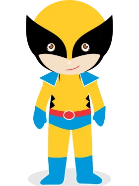 Cute Chibi-Style Wolverine Superhero Clipart Design for Kids