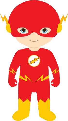 Cute Lightning-Fast Superhero in Adorable Cartoon Clipart Style