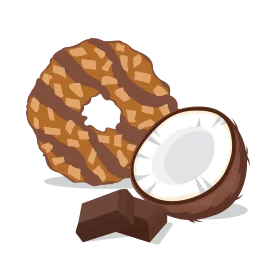 Delectable Chocolate Coconut Donut Clipart with Nutty Almond Drizzle